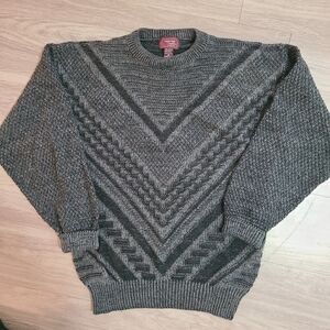 VTG Cambridge Classics By Mervyns Mens Medium Wool Acrylic Sweater Black Grey